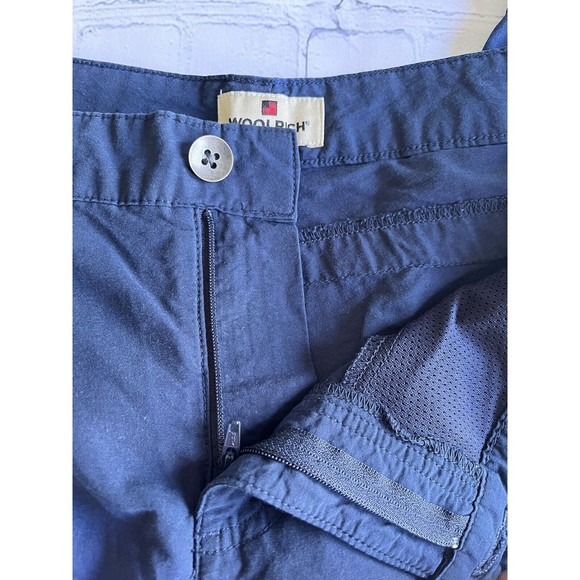 ✅SOLD Woolrich Navy Blue Ruched Legs Hiking Capris Crop Cargo Pants Size 14 - Picture 4 of 13